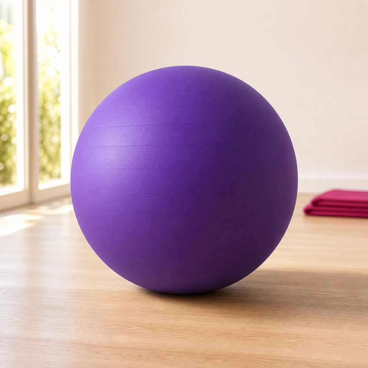 Aurora Pro 65cm stability ball in violet on a bright studio floor