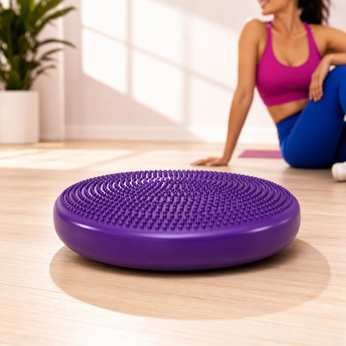 Prism wobble cushion in violet with a nubbed upper surface